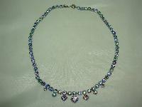 Vintage 30s Stunning Iris Glass Rainbow Diamante Drop Necklace Sparkly