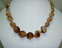Vintage 30s Unique Mink Brown Art Glass Swirl Bead Graduating Necklace