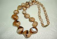 Vintage 30s Unique Mink Brown Art Glass Swirl Bead Graduating Necklace