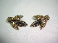 1940s Signed Weiss Smokey Rhinestone Demi Parure Brooch and Earrings 
