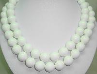 Vintage 80s Signed Monet Two Row Chunky White Bead Necklace Stunning!