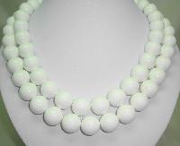 Vintage 80s Signed Monet Two Row Chunky White Bead Necklace Stunning!