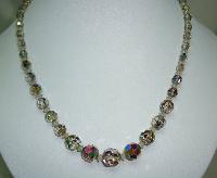 Vintage 50s Sparkling AB Crystal Glass Graduating Bead Necklace
