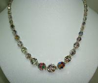 Vintage 50s Sparkling AB Crystal Glass Graduating Bead Necklace