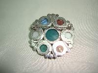 1950s Unsigned Miracle Scottish Celtic Agate Glass and Diamante Brooch