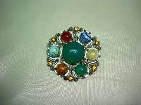 1950s Unsigned Miracle Scottish Celtic Agate Glass and Diamante Brooch