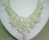 Vintage 50s Winter White Snowflake Drop Intricate Glass Bead Necklace