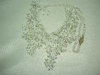 Vintage 50s Winter White Snowflake Drop Intricate Glass Bead Necklace