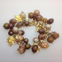 Vintage 50s Chunky Brown Gold Amber Chunky Charm Bead Bracelet