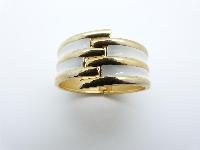 Vintage 50s Wide Cream Enamel Goldtone Clamper Cuff Hinged Bangle Bracelet