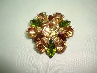 Vintage 50s Qualtiy Green Amber and AB Crystal Diamante Brooch Stunning!