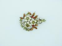 Vintage 60s Signed Exquisite Birthday Series December Enamel Rose Brooch