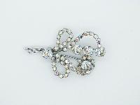 Vintage 40s Beautiful AB Diamante Flower Spray Silvertone Brooch 7cms Quality!