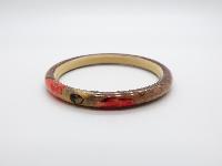 Vintage 30s Red Brown and Cream Floral Design Armlet Flapper Bangle
