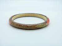 Vintage 30s Red Brown and Cream Floral Design Armlet Flapper Bangle