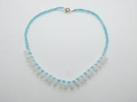 Vintage 50s Turquoise Blue Glass and Opaline Glass Drop Bead Necklace Fab!