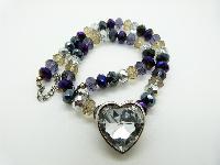 Multicoloured Crystal Glass Bead Necklace with Heart Shaped Crystal Pendant