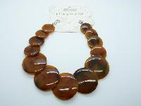 Brand New Laura Ashley Chunky Faux Smooth Tortoiseshell Acrylic Statement Necklace