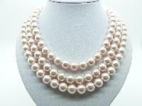 Vintage 80s Heavy Pink Faux Pearl Glass Bead Endless Necklace 76cms!