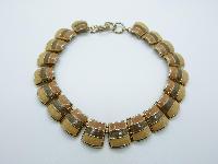 Vintage 30s Wide Orange Olive and Yellow Enamel Goldtone Collar Necklace