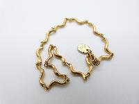 Signed Dyrberg Kern Fancy Wavy Link Goldtone Designer Necklace