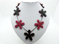 Versatile Reddish Pink and Black Acrylic Flower Power Reversible Necklace