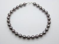 Vintage 50s Very Attractive Silver Grey Faceted Glass Bead Necklace Quality