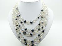 Vintage 50s Breathtaking 5 Row AB Crystal Glass and Hematite Bead Necklace