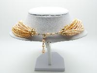 Vintage 50s Multi Strand Shades of Orange Faux Pearl Plastic Bead Necklace