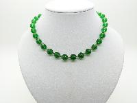 Vintage 30s Stunning Emerald Green Crystal  Faceted Glass Bead Necklace