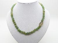 Vintage 80s Lovely Real Green Jade Smooth Bead Necklace 51cms