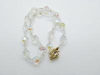 Vintage 50s Stunning AB Crystal Glass Bead Necklace with Diamante Clasp 49cms