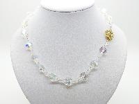 Vintage 50s Stunning AB Crystal Glass Bead Necklace with Diamante Clasp 49cms