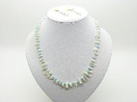 Vintage 30s Mother of Pearl Bead and Turquoise Glass Bead Necklace and Earrings 53cms 