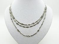 Unsigned Monet Three Row Diamante Silver Plated Chain Necklace Fab!