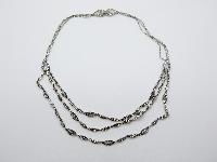 Unsigned Monet Three Row Diamante Silver Plated Chain Necklace Fab!