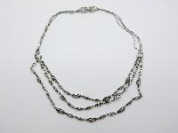 Unsigned Monet Three Row Diamante Silver Plated Chain Necklace Fab!