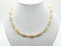 Vintage 50s Pretty Faux Glass Pearl Rondel Bead Necklace 50cms