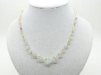 Vintage 50s Lovely AB Crystal Glass Bead Necklace Silver Diamante Clasp 44cms