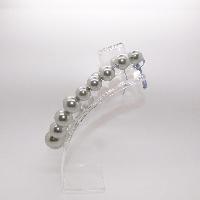 Vintage 50s Style Classy Chunky Silver Grey Graduating Pearl Bead Necklace 