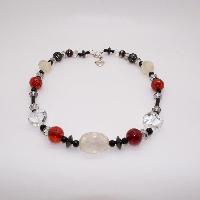 Beautiful Crystal Hear Red and Black Glass Necklace
