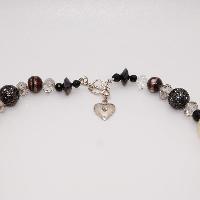 Beautiful Crystal Hear Red and Black Glass Necklace