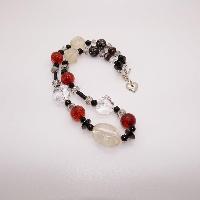 Beautiful Crystal Hear Red and Black Glass Necklace