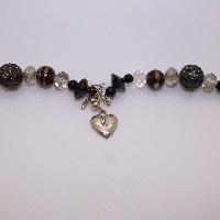 Beautiful Crystal Hear Red and Black Glass Necklace