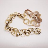 Unusual asymmetric LONG Cream and Brown Necklace