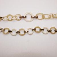 Unusual asymmetric LONG Cream and Brown Necklace