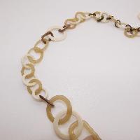 Unusual asymmetric LONG Cream and Brown Necklace