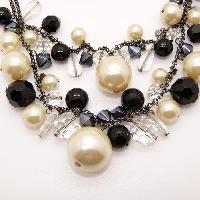 COAST Faux Pearl Black Glass and Crystal Dropper Necklace and Bracelet Set 