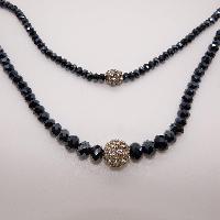 Stunning Double Row Grey Glass Crystal Bead Necklace Diamante Necklace