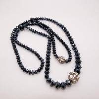 Stunning Double Row Grey Glass Crystal Bead Necklace Diamante Necklace